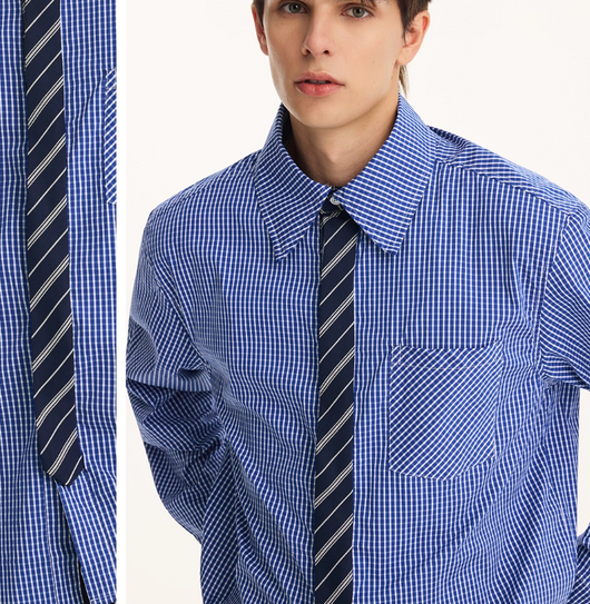 Camisa Manga Larga Falso Dos Piezas para Hombre Otoño Premium - Image 5