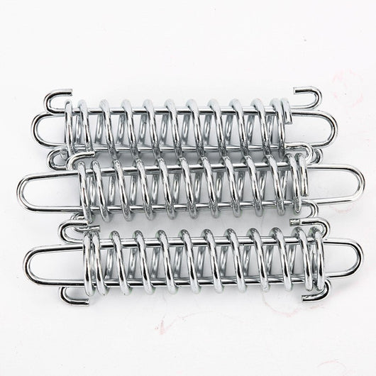 Silver metal compression spring with hooks, packaged in a clear plastic bag, for dog chains or pet leashes. - Image 9