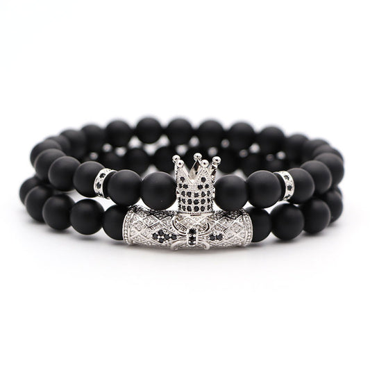 Pulsera de Piedra Natural Estilo Étnico con Corona Hao