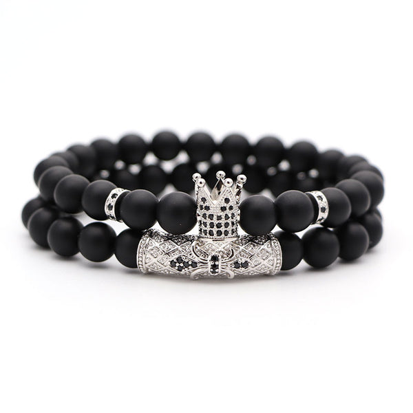 Pulsera de Piedra Natural Estilo Étnico con Corona Hao