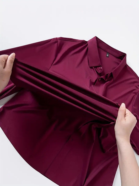 Camisa Elástica sin Costuras para Hombre Talla Grande - Manga Larga Antirruga - Image 8