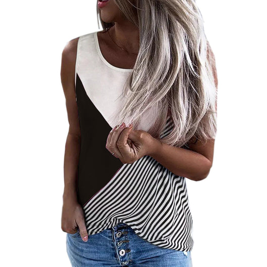 Musculosa Suelta con Cuello Redondo y Rayas Estampadas - Image 13