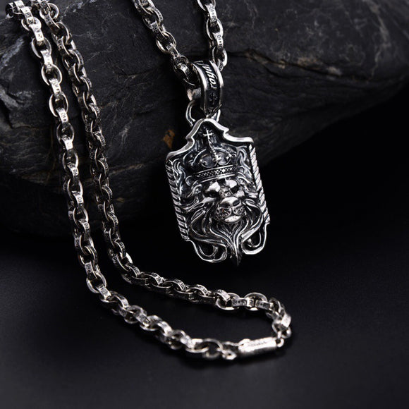 Collar Colgante León Tridimensional en Plata S925