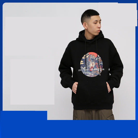 Sudadera Estilo Chino para Hombre con Estampado Unicornio