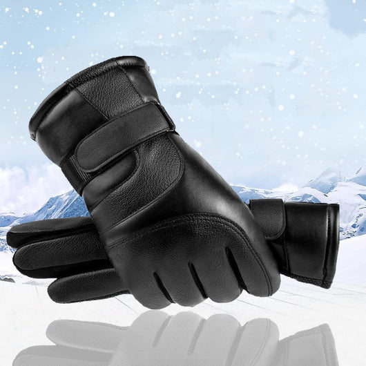 Guantes de Cuero de Invierno Unisex con Forro Polar y Pantalla Táctil - Image 10