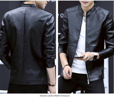Chaqueta de Cuero PU para Motocicleta con Cuello de Pie Hombre - Image 6