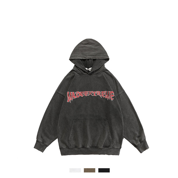 Sudadera Estampada Desgastada Unisex - Diseño Hip-Hop Frente y Espalda