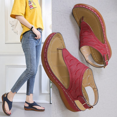 Sandalias Cuña Mujer - Chanclas Cómodas Color Sólido - Image 2