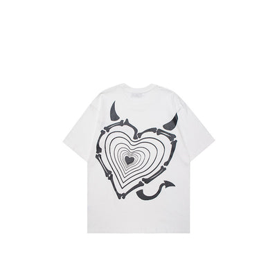 Camiseta Suelta Dark Wind Love Print - Unisex Tendencia Pareja Casual - Image 3