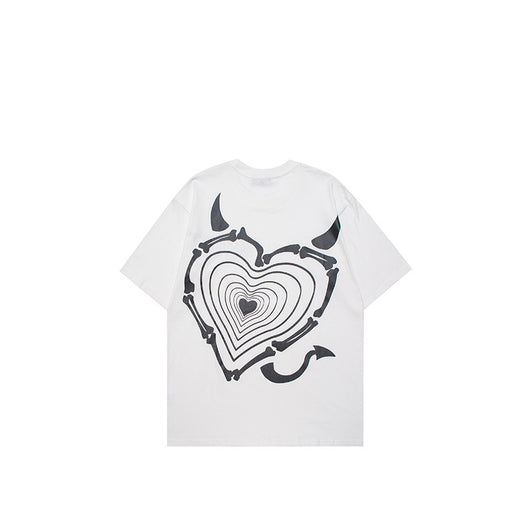 Camiseta Suelta Dark Wind Love Print - Unisex Tendencia Pareja Casual - Image 3