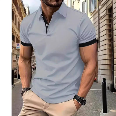 Polo Casual Holgado de Manga Corta Liso para Hombre - Image 3