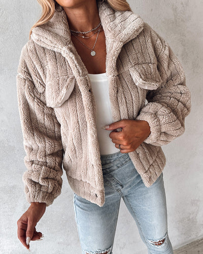 Cardigan Corto de Terciopelo con Rayas Hundidas y Solapa - Image 14