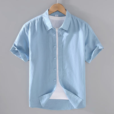 Camisa de Lino Hombre Manga Corta Suelta Casual - Image 4