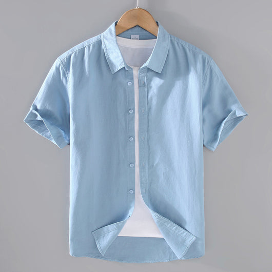 Camisa de Lino Hombre Manga Corta Suelta Casual - Image 4