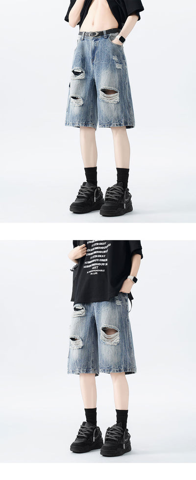 Shorts de Mezclilla Desgastados con Estilo Vintage - Image 9