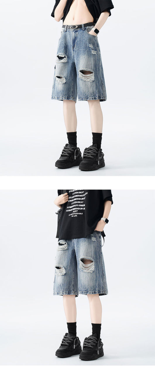 Shorts de Mezclilla Desgastados con Estilo Vintage - Image 9