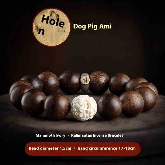 Pulsera Buda de Marfil de Mamut y Agar – Brazalete Espiritual para Mujeres - Image 8