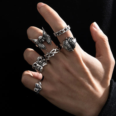 Anillo Calavera Hueca con Cerebro Necronomicón - Diseño Vintage Exagerado para Hombre - Image 8