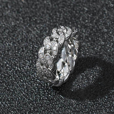 Anillo Cubano de Circonia Cúbica para Hombre con Eslabones de Una Fila - Image 7