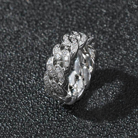Anillo Cubano de Circonia Cúbica para Hombre con Eslabones de Una Fila - Image 7
