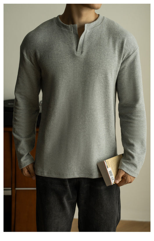 Camiseta Básica Cuello V Manga Larga para Hombre - Image 18