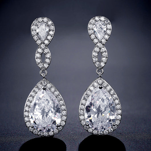 Aretes de Novia con Zirconia AAA Forma de Gota Banquete Nupcial - Image 2