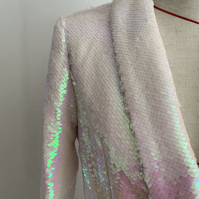 Blazer Largo Doble Botonadura con Lentejuelas para Mujer - Image 8