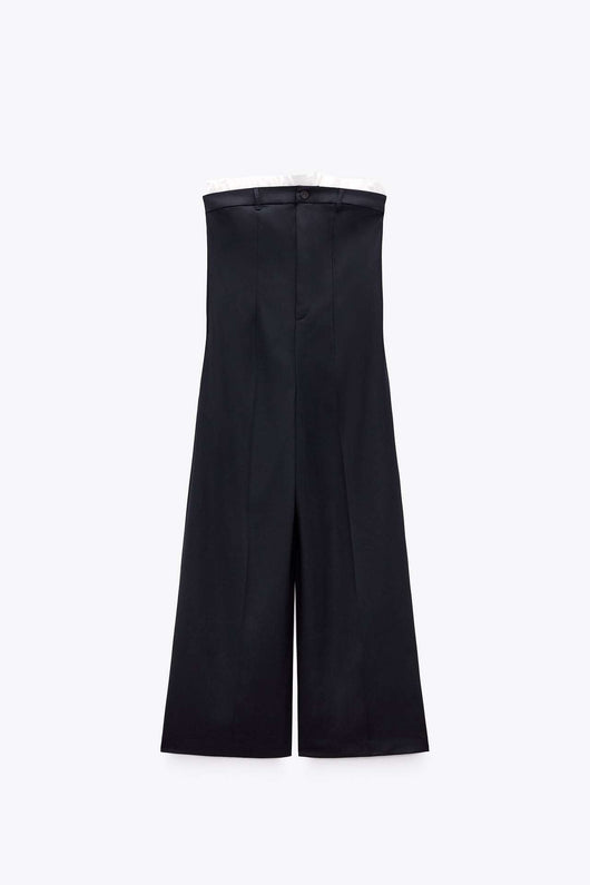 Jumpsuit de Pierna Ancha con Cuello Frío y Detalles en Contraste - Image 6