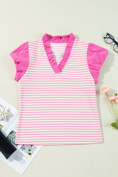 Camiseta Rayada Estampada para Mujer - Estilo Casual Europeo y Americano - Image 14