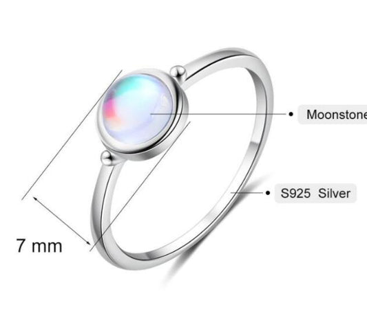 Anillo de Piedra Luna Redonda en Plata para Mujer - Image 2