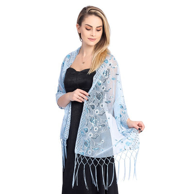 Chal de Gala Elegante con Lentejuelas y Borlas para Novia - Image 40