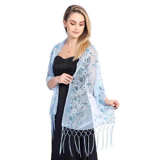 Chal de Gala Elegante con Lentejuelas y Borlas para Novia - Image 40