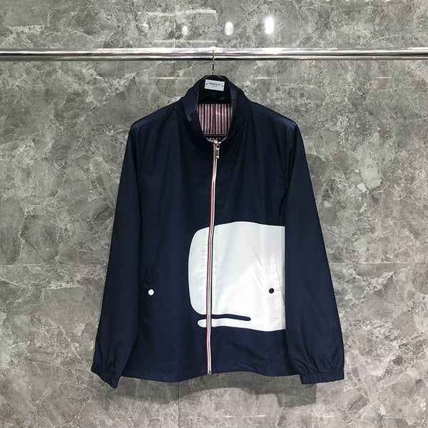 Chaqueta de Cuello Alto con Cierre y Estampado de Ballena