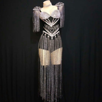 Falda de Danza Latina con Flecos y Brillantes Elástica - Image 11