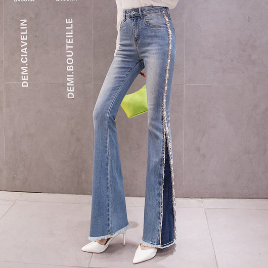 Pantalones Vaqueros Talle Alto Efecto Adelgazante con Bordados y Abalorios - Image 9