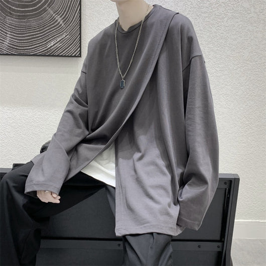 Playera Suelta Estilo Coreano con Abertura Lateral para Hombre - Image 3