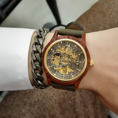 Reloj Mecánico Automático Hueco de Sándalo para Hombre