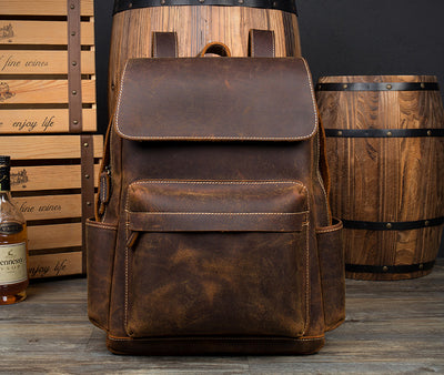 Mochila de Cuero Vintage Crazy Horse para Hombre - Estilo Retro Europeo - Image 8