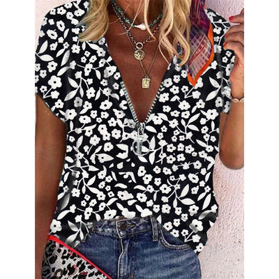 Blusa Floral Escote V Manga Corta - Diseño Fresco para Verano - Image 11