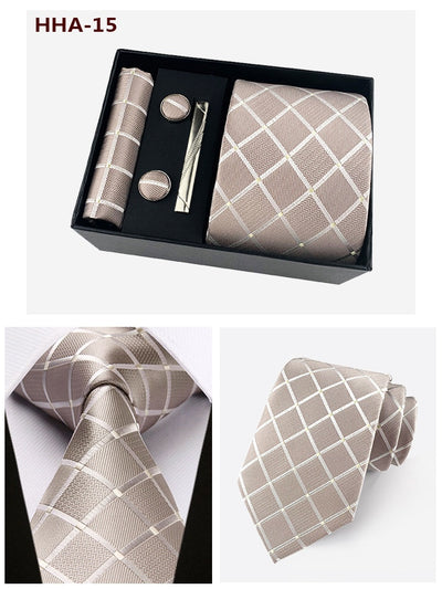 Set de Corbata Paisley con Clip y Caja de Regalo - Corbata Negra Elegante para Negocios - Image 38