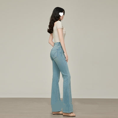 Pantalones Skinny Talle Alto Acampanados Mujer - Colores Claros Primavera Verano - Image 2