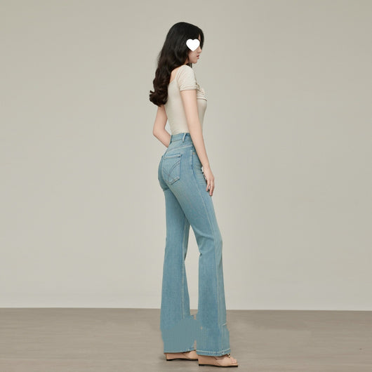 Pantalones Skinny Talle Alto Acampanados Mujer - Colores Claros Primavera Verano - Image 2
