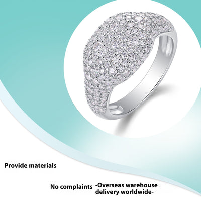 Anillo de Plata Esterlina S925 con Moissanita para Hombre - Estilo Hip Hop - Image 3