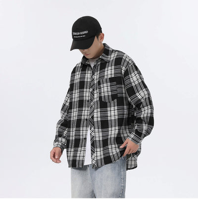 Camisa Casual Retro Cuadros para Hombre - Corte Holgado Primavera Otoño - Image 14