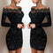 Vestido Bodycon de Encaje y Lentejuelas Brillantes