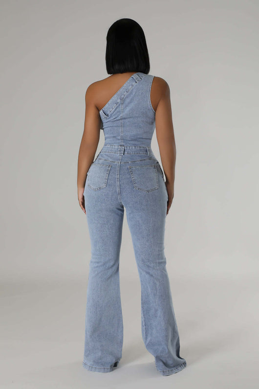 Jumpsuit Denim Ajustado con Hombros Caídos y Cintura Ceñida - Image 15