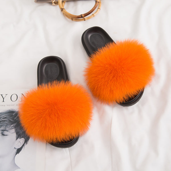 Pantuflas de Piel de Zorro Estilo Coreano - Confort para el Hogar