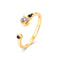 Anel Feminino Simples Banhado a Ouro Prateado S925 com Zircônia Preta Natural