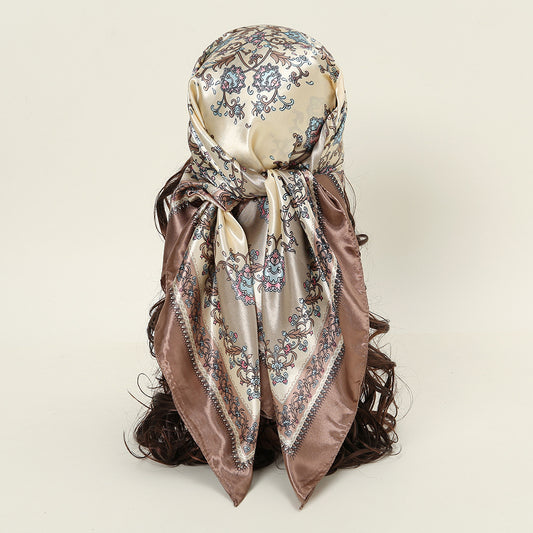 Pañuelo de Seda Artificial Estampado 90cm - Accesorio Versátil para Cualquier Ocasión