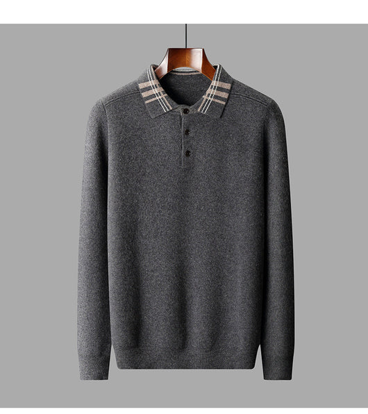 Suéter Polo Cuello Solapa Multicolor Tejido Cashmere Holgado - Image 14